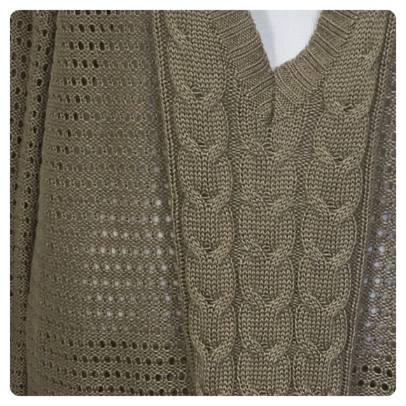 LF Millau sage green oversized deep v neck cable knit cotton sweater - Picture 3 of 5